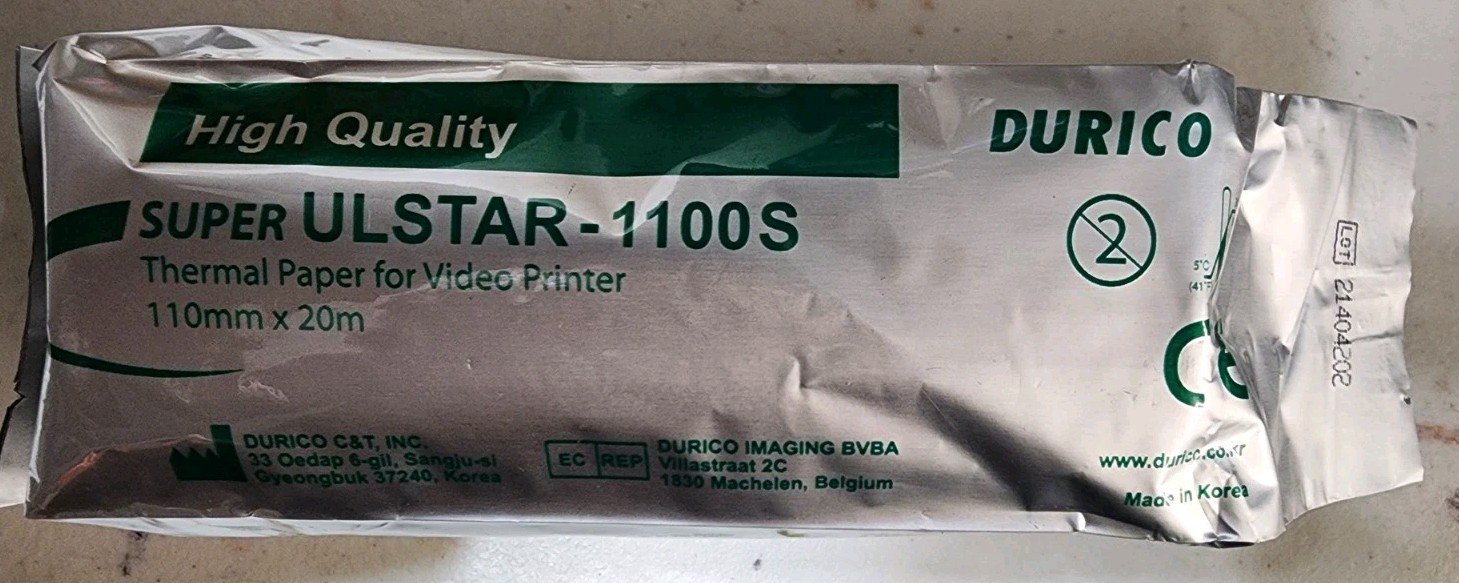Durico Super Ulstar-1100S Thermal Paper 110mm x 20m Video Printer Roll