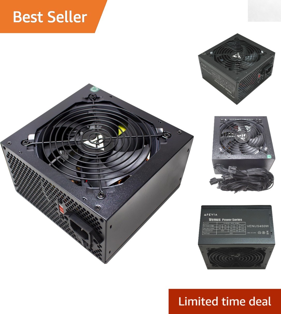 VENUS450W 450W ATX Power Supply - 120MM Fan, Compatible with Multiple Connectors