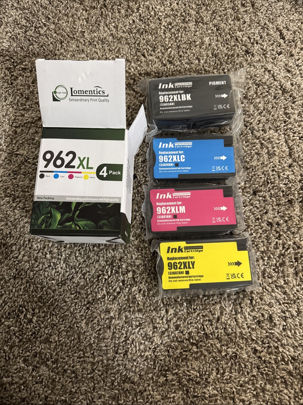 Lomentics 962XL Ink Printer Cartridges 4-Pack, Blk/Cyan/Mag/Yell- NIB