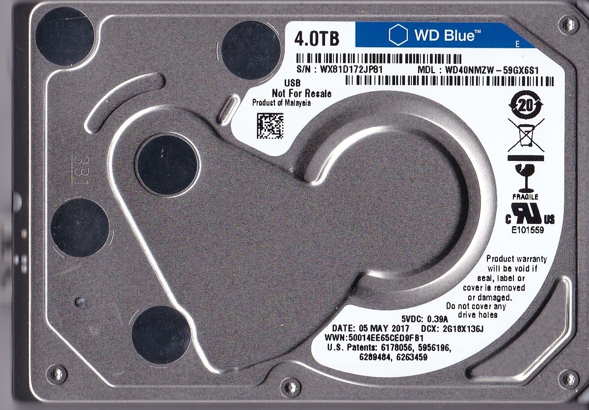 WD40NMZW-59GX6S1 s/n: WX81D1 Malaysia MAY 2017 4TB USB 3.0 2.5" WESTERN DIGITAL