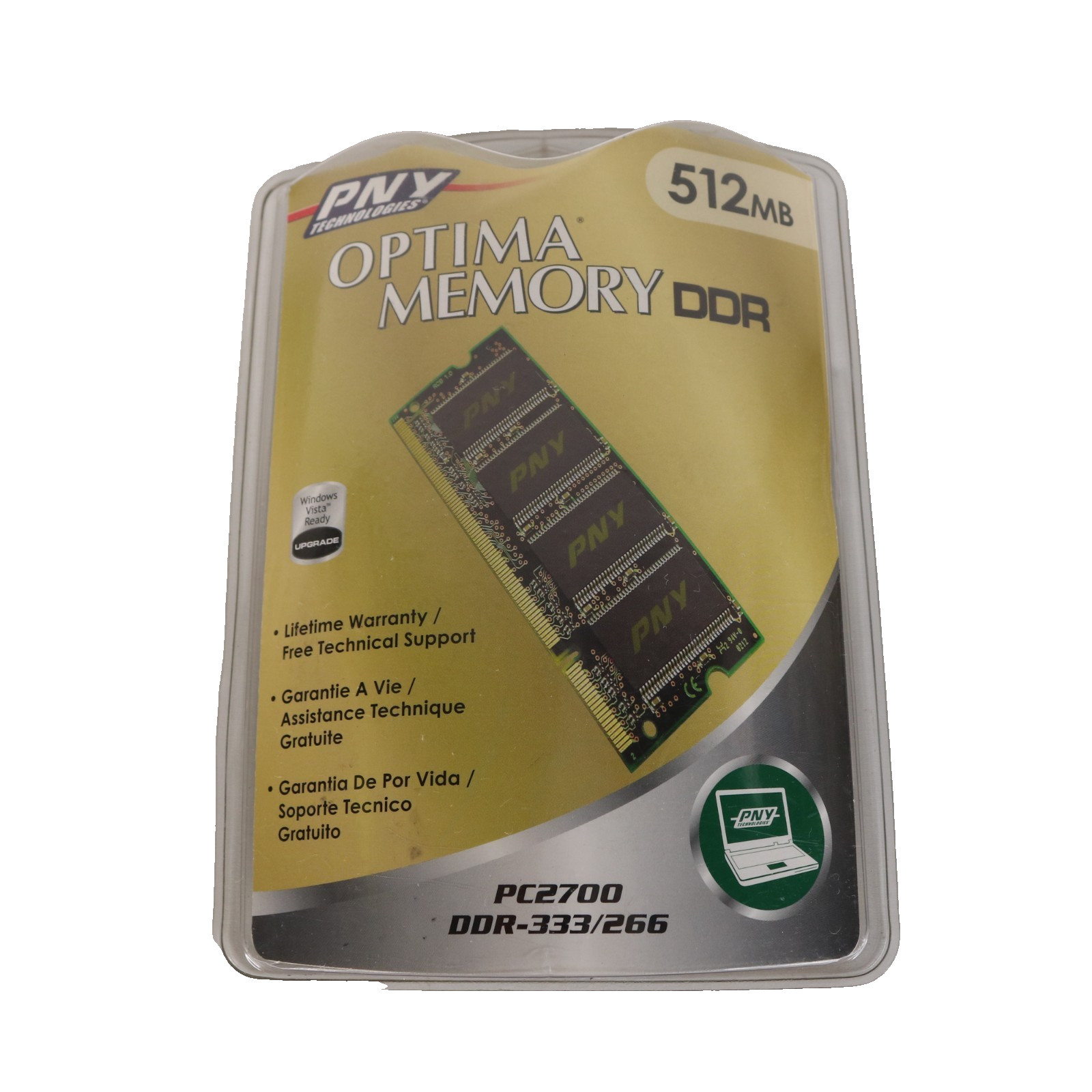 PNY PC2700 DDR-333/266 512 MB DIMM 333/266 MHz * NEW Sealed * Optima Memory