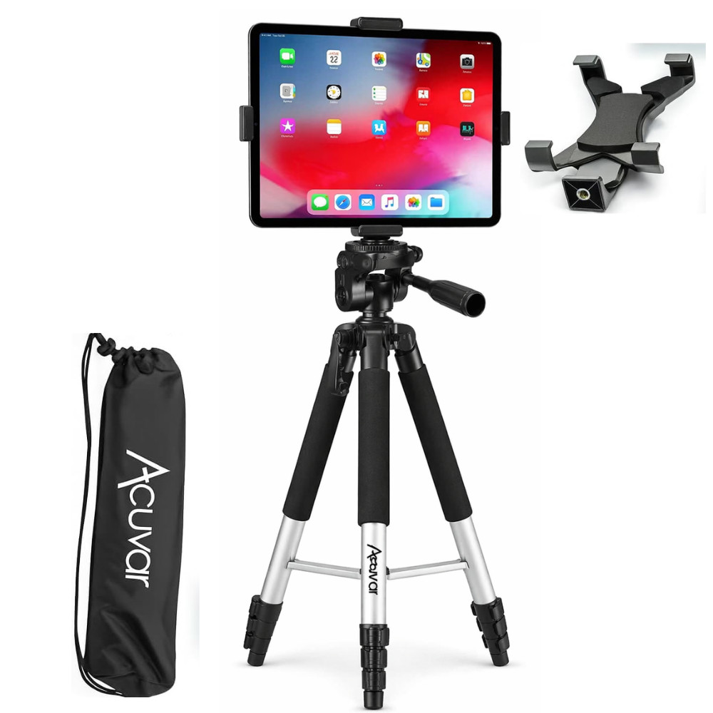 57" Heavy Duty Universal Floor Tablet Tripod Stand Adjust for iPad Pro 4.7-11"