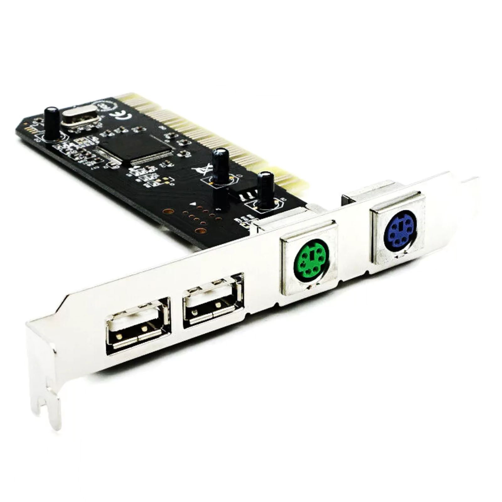 Keyboard Mouse Adapter Card PCI to 2x PS2 PS/2 + 2x USB 2.0 Port for PC Black