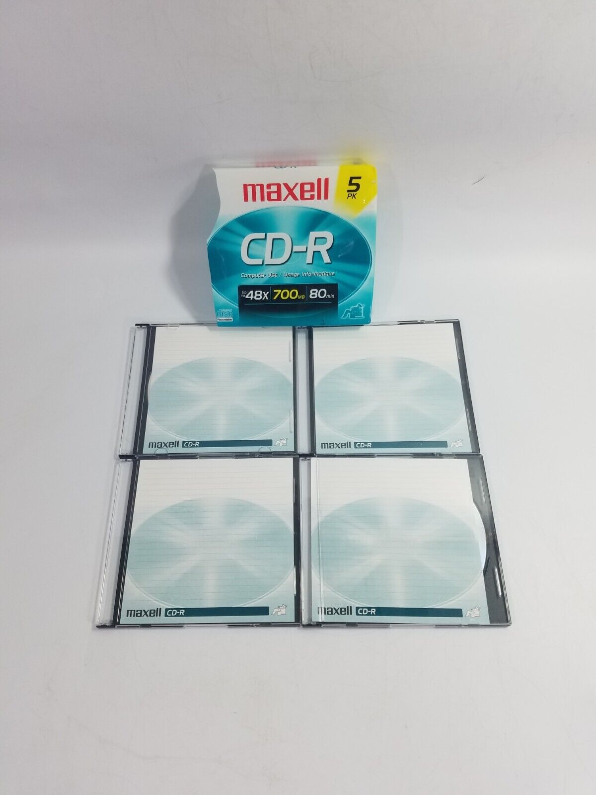 4pk Maxell 700MB 80 Minute CD-R Computer Use Slim Jewel Cases New Open Box
