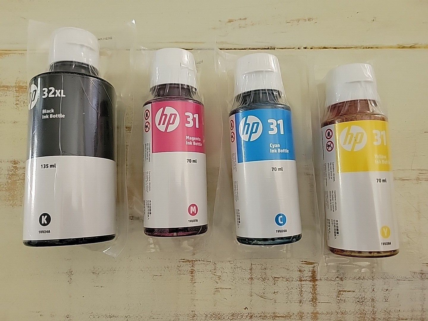 OEM HP 31 CMY 70ml HP 32XL Black 135ml Bottled Ink Cartridge, 7E6X7AN 1 