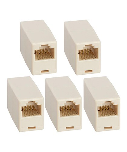 5x CAT5e RJ45 Female to Female Inline Coupler Coupling Joiner Connector Beige
