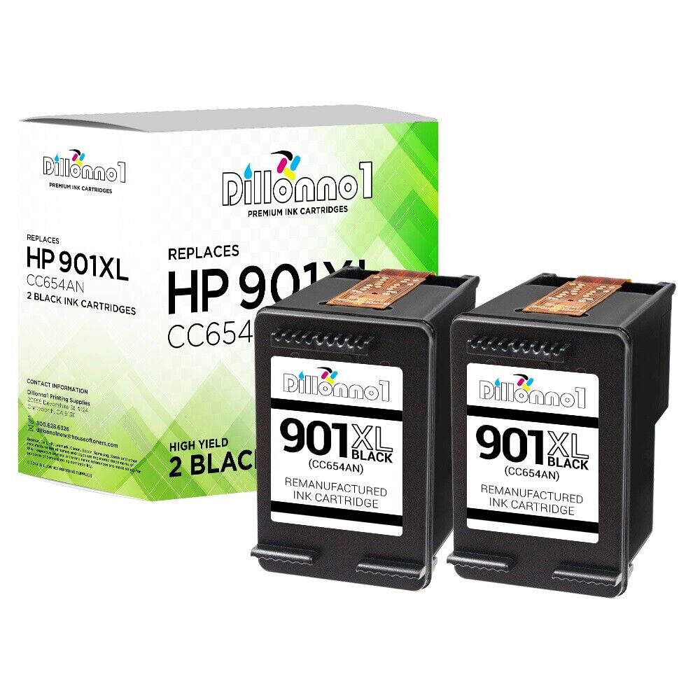 2PK Replacement HP 901 901XL Black CC654AN 4500 J4524 J4525 Ink