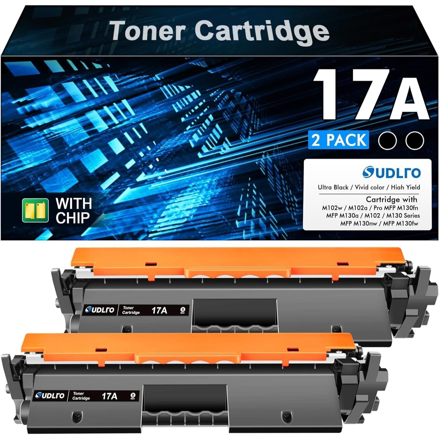 2 Pack Black 17A HP Toner Cartridge CF217A Replacement for 17A CF217A Compatible