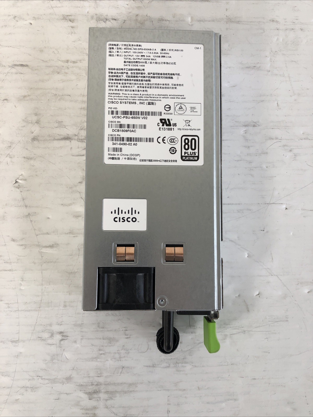 Cisco DPS-650AB-2A 650W Power Supply for UCS C220 M3 Server
