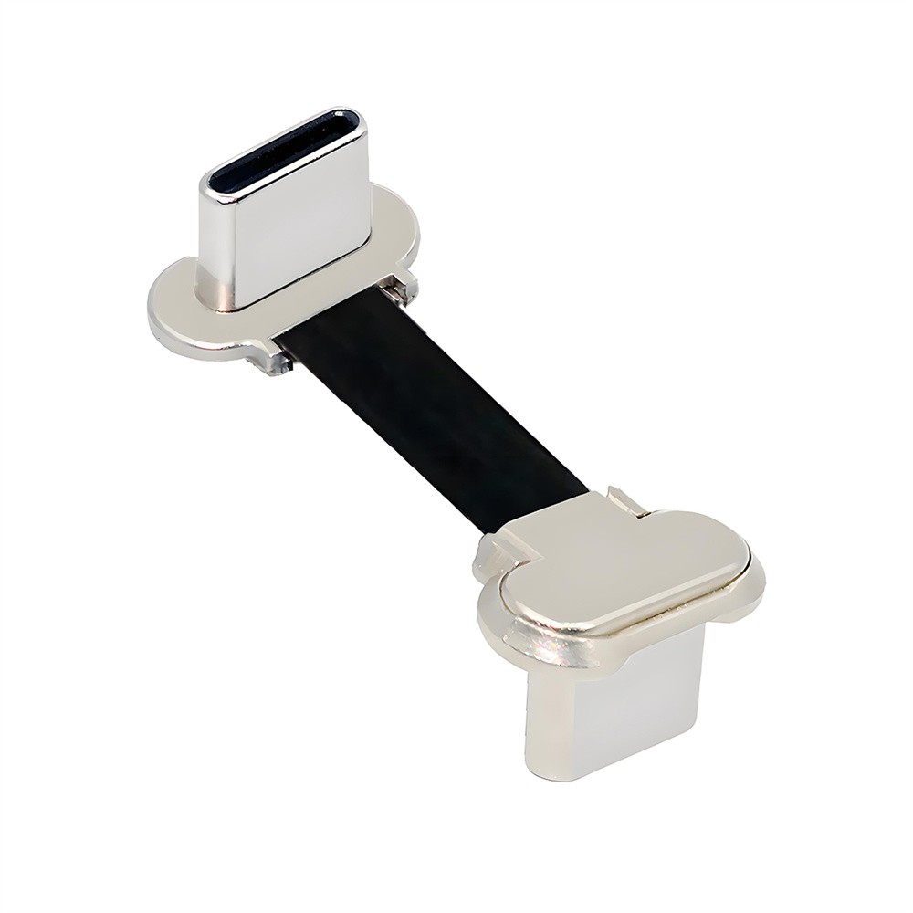 USB C Dual 90 Degree Angled PD 65W Fast Charge Data Extension Flat Cable 2cm