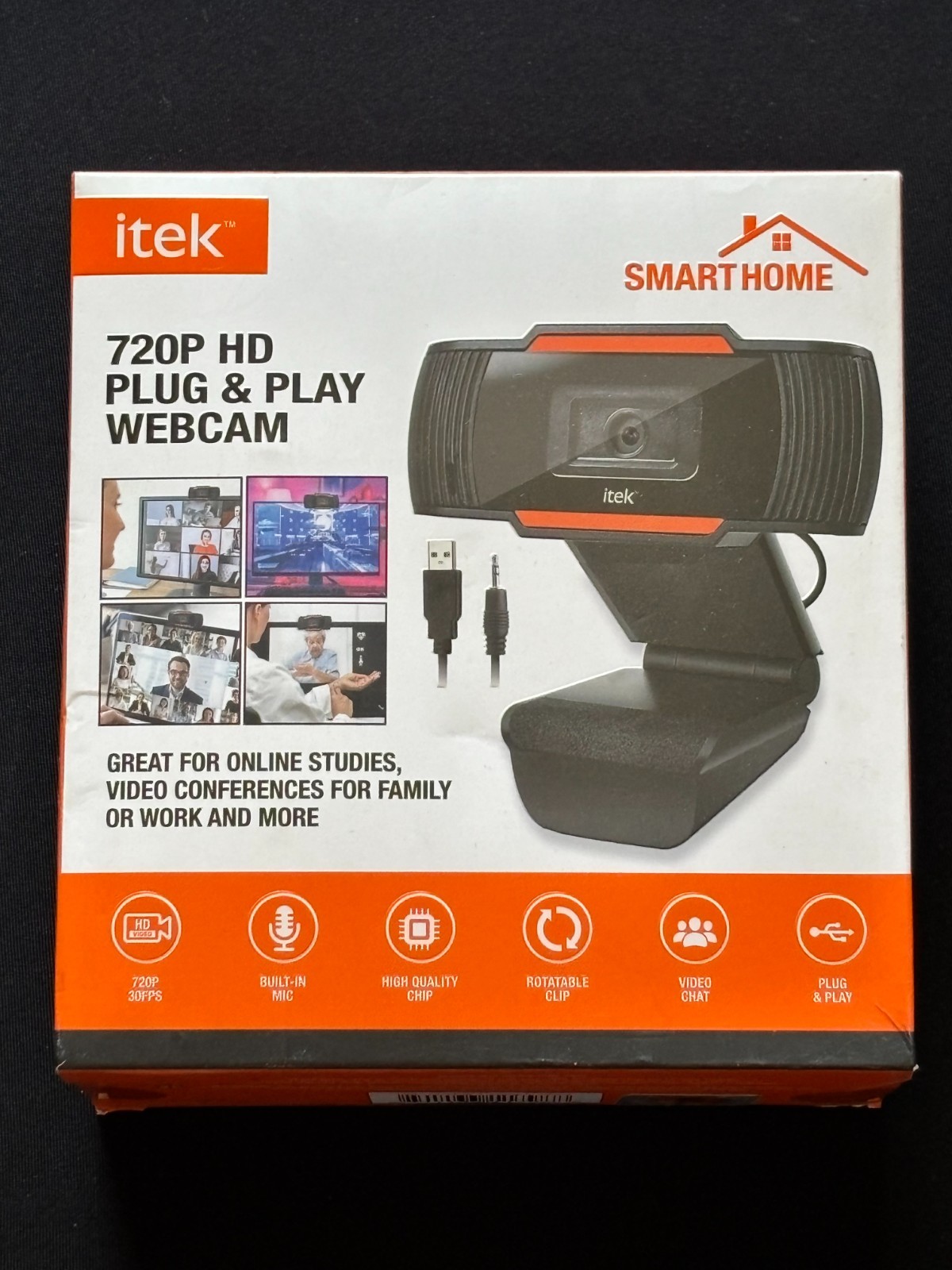 iTek Smart Home 720P HD Plug & Play Webcam with Built-in Microphone