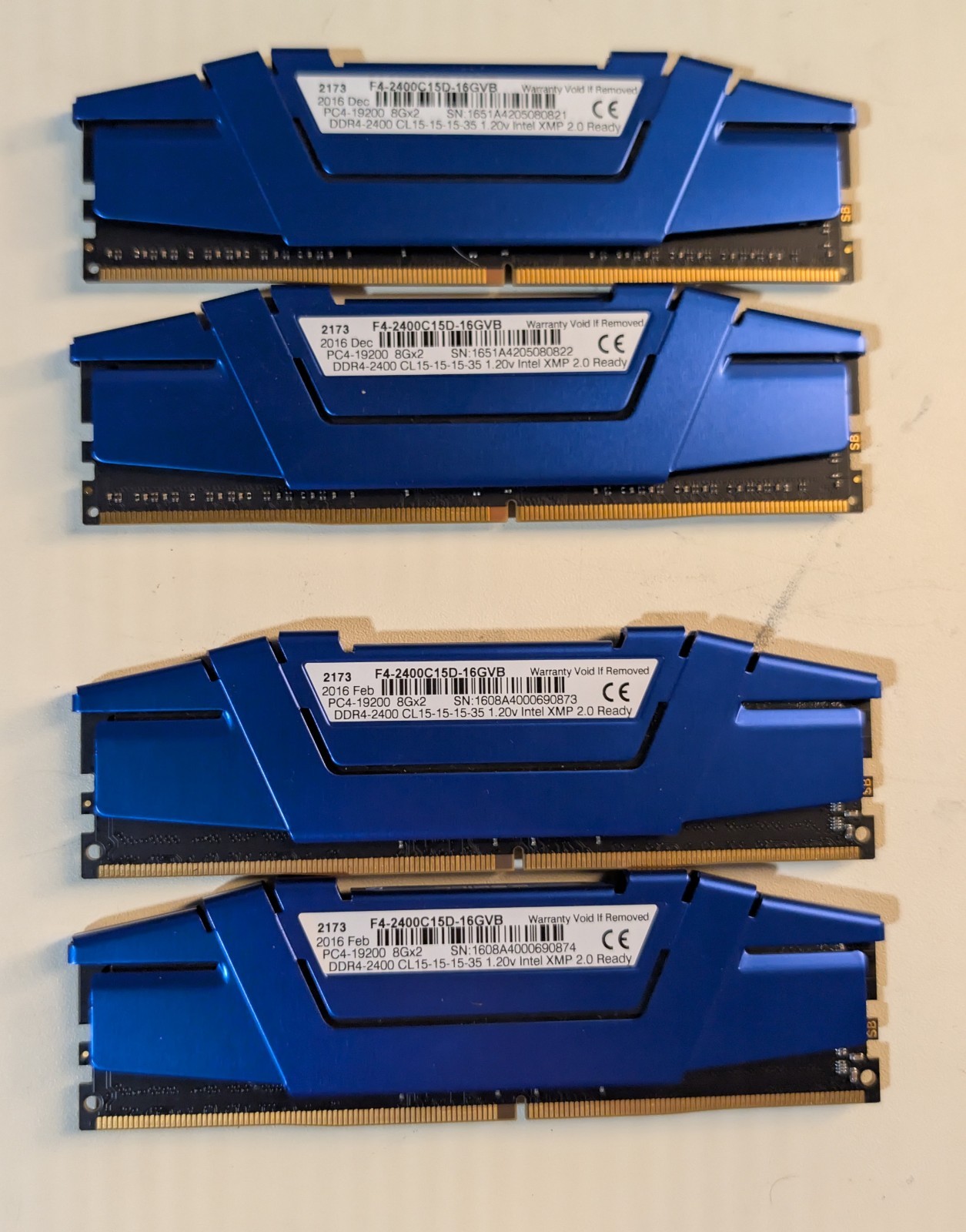 G.SKILL Ripjaws V Blue 32GB (4x8GB) DDR4-2400 CL15 RAM Matched Sequential Pairs 