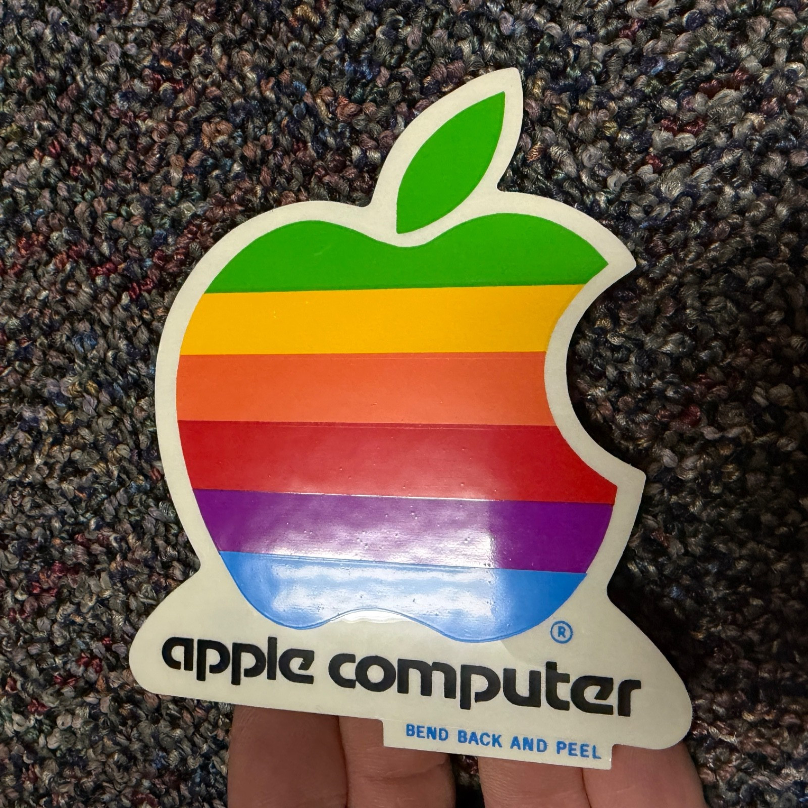 Vintage 80s Large Apple Macintosh Computer Decal Sticker Rainbow Mac