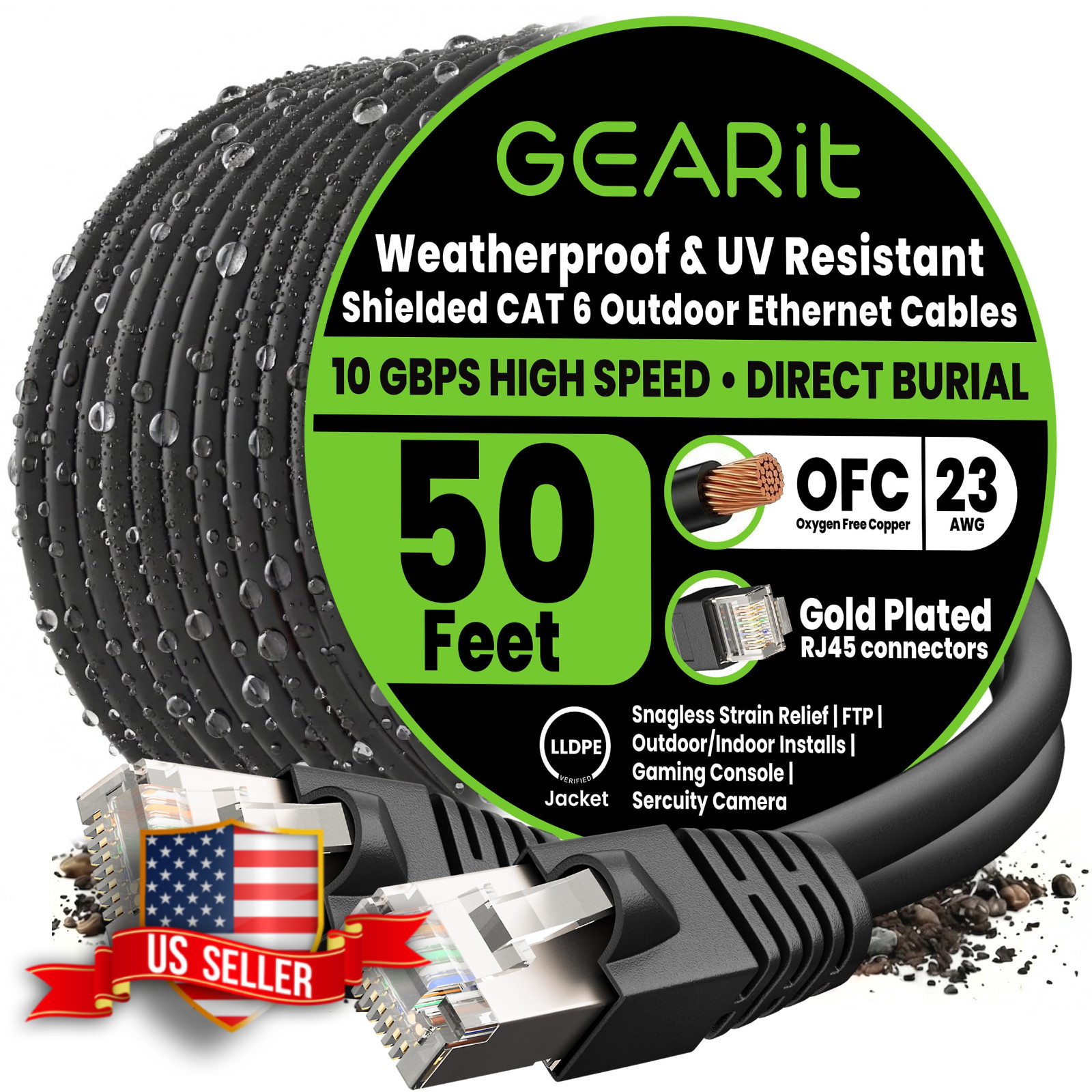 GEARit Cat 6 Outdoor Direct Burial Ethernet Cable 50 Ft