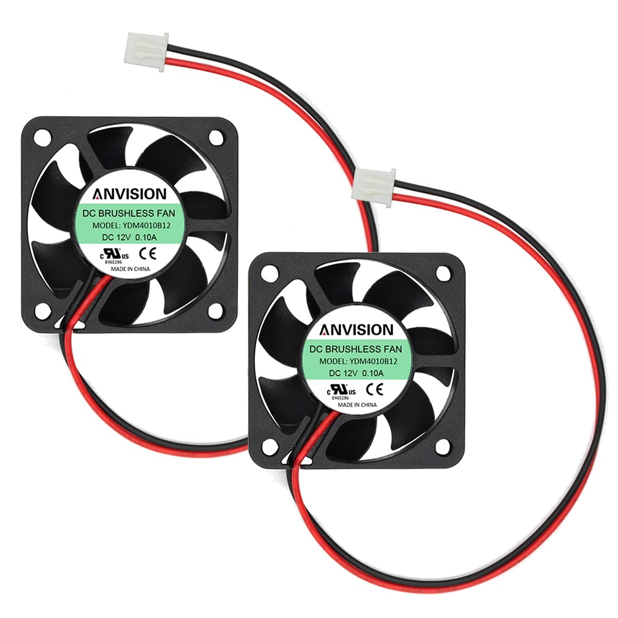 2Pack 40mm x 10mm DC 12V Brushless Cooling Fan, Dual Ball Bearing, YDM4010B12