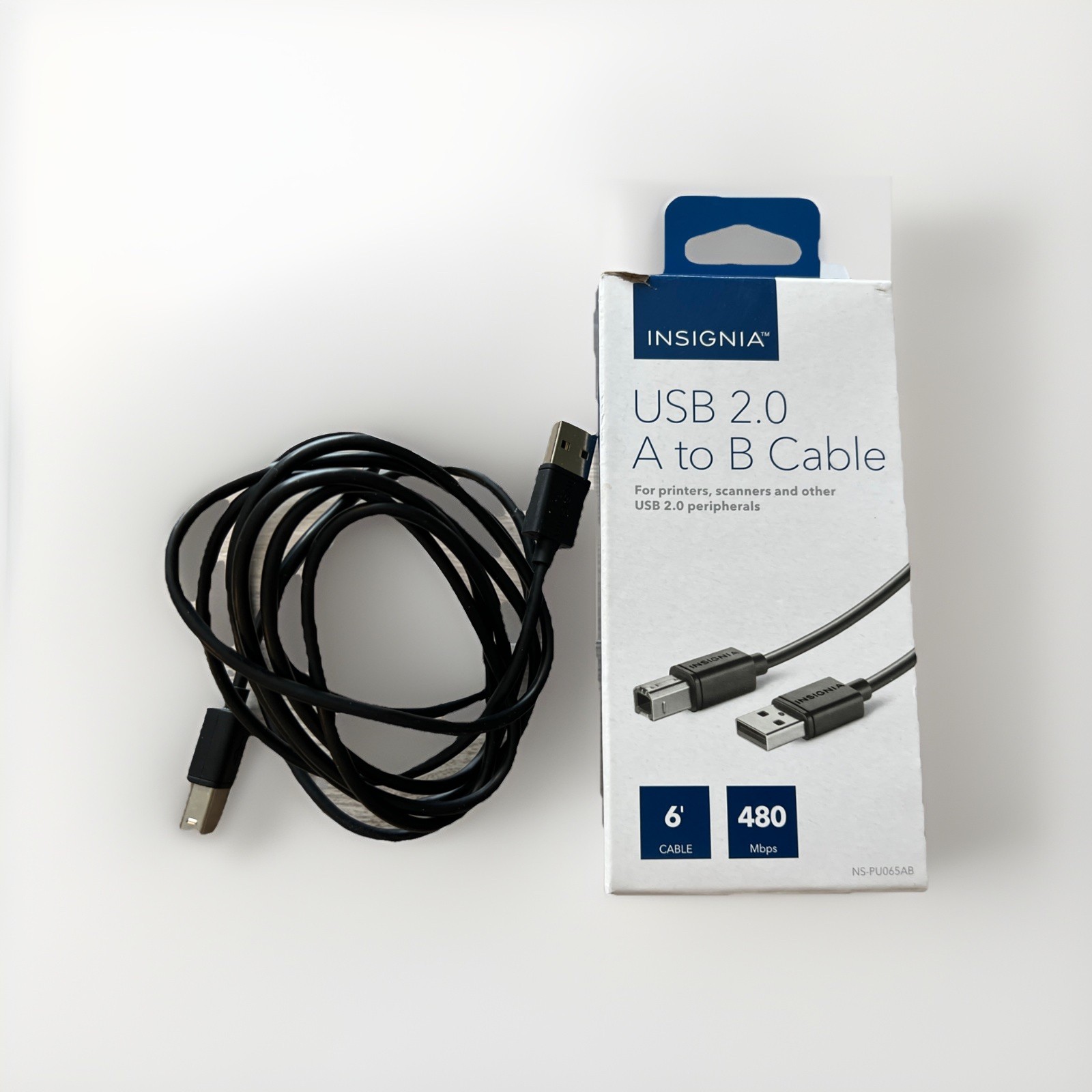 INSIGNIA™ USB 2.0 A to B Cable. 6'. 480 Mbps. NS-PU065AB. New original packaging