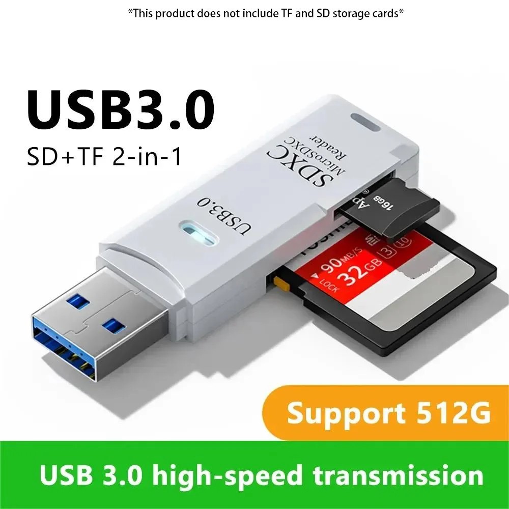 USB 3.0 SD Card Reader 2 in 1 Micro SD TF Memory Card Reader USB Flash Drive