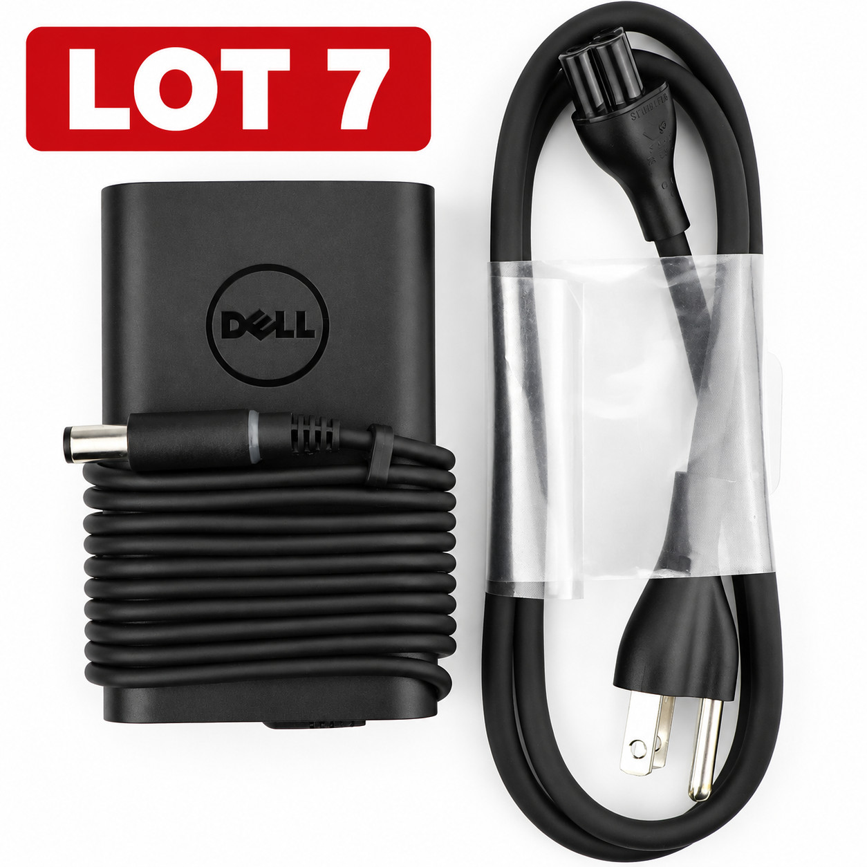 LOT 7 OEM Dell 65W 19.5V 3.34A AC adapter laptop charger 7.4mm tip & Power Cord