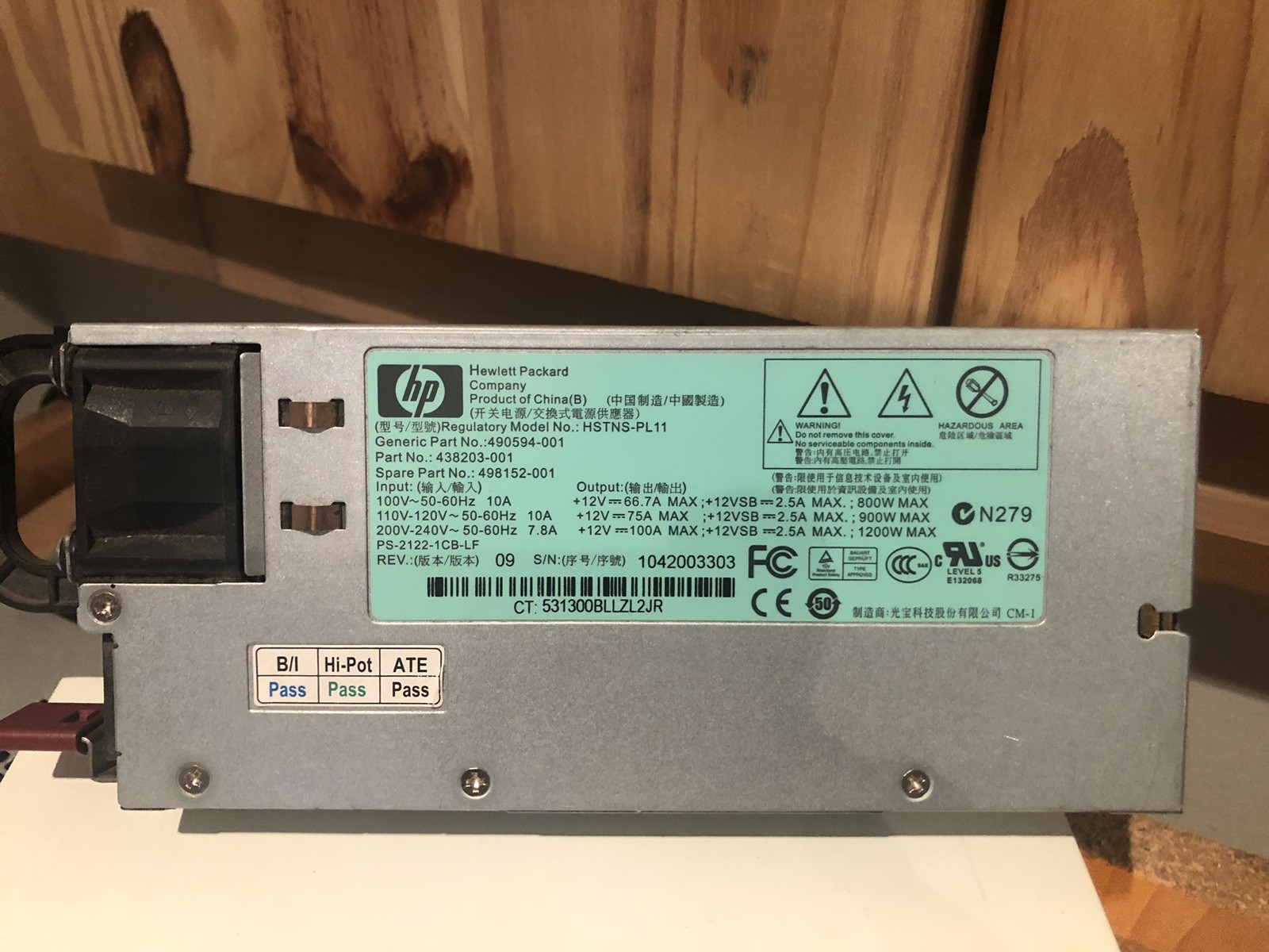 HP HSTNS-PD11 DPS-1200FB A 1200W - (438203-001)  (490594-001) (498152-001) 