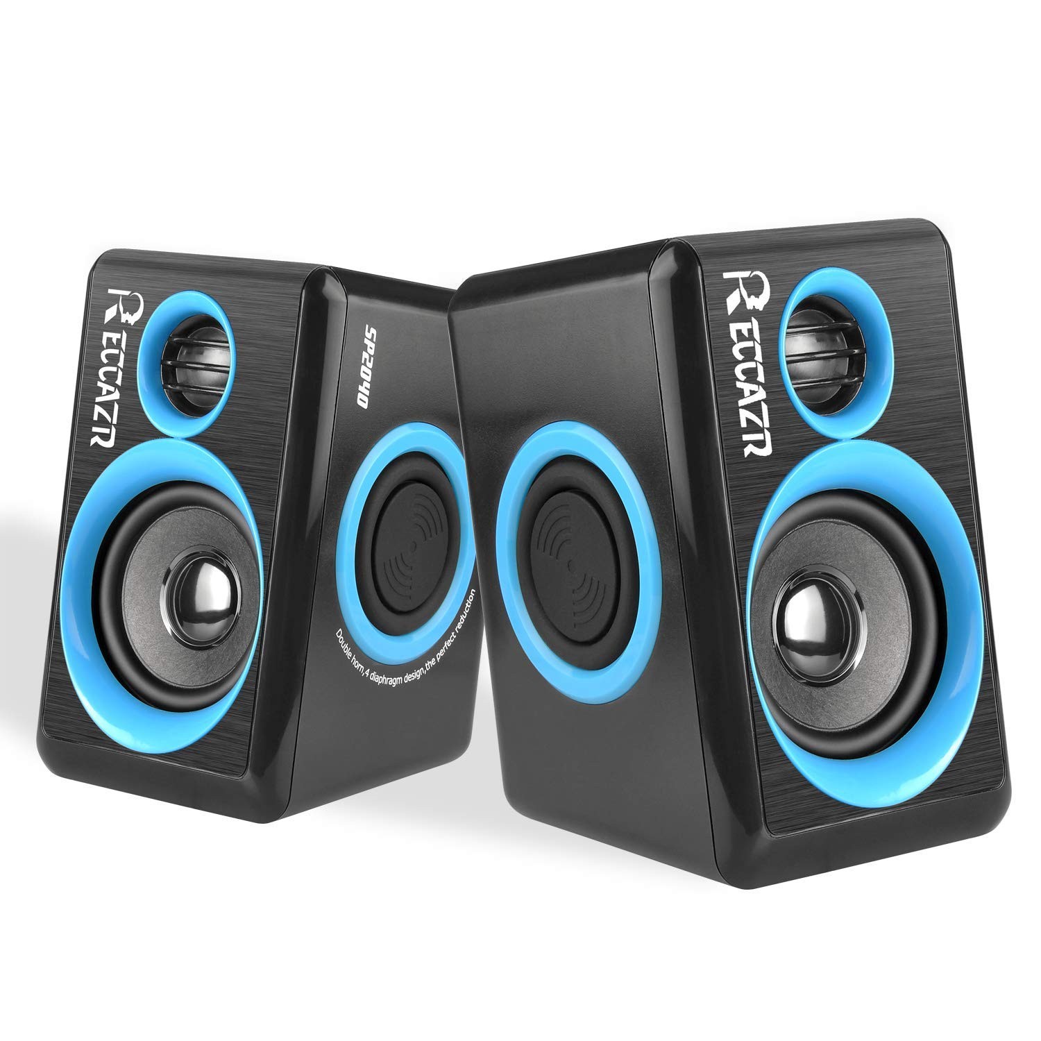 RECCAZR SP2040 Surround Computer Speakers with Deep Bass USB Wired Powered Mu...