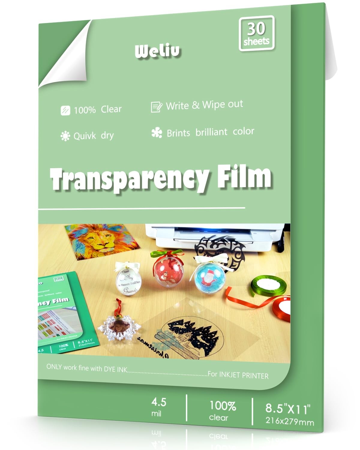 30 Sheets Inkjet Transparency Film, Clear Acetate 8.5x11", Overhead Projector