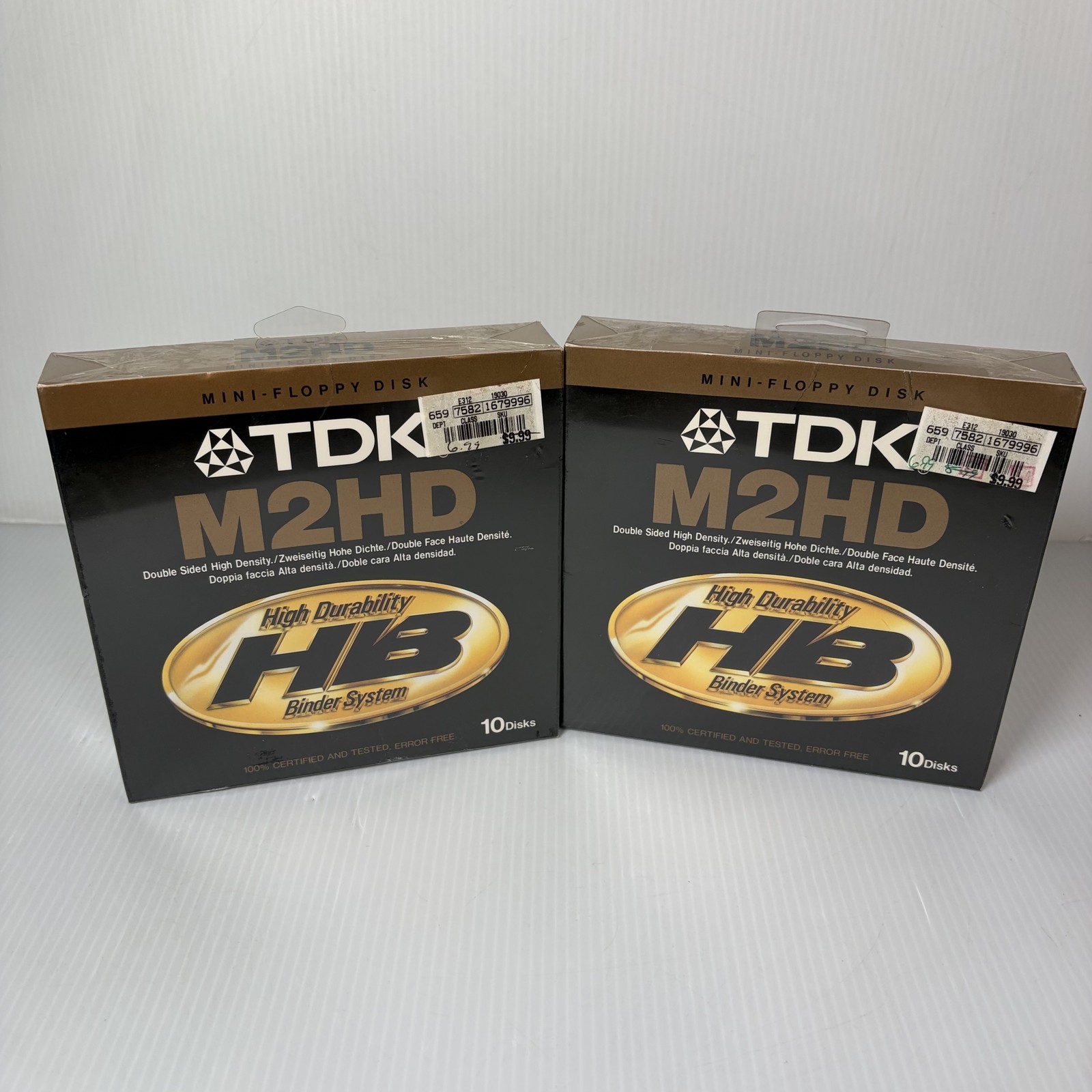 2x TDK M2HD 3.5" Mini Floppy Disks Double Sided High Density 1.44MB HB Binder