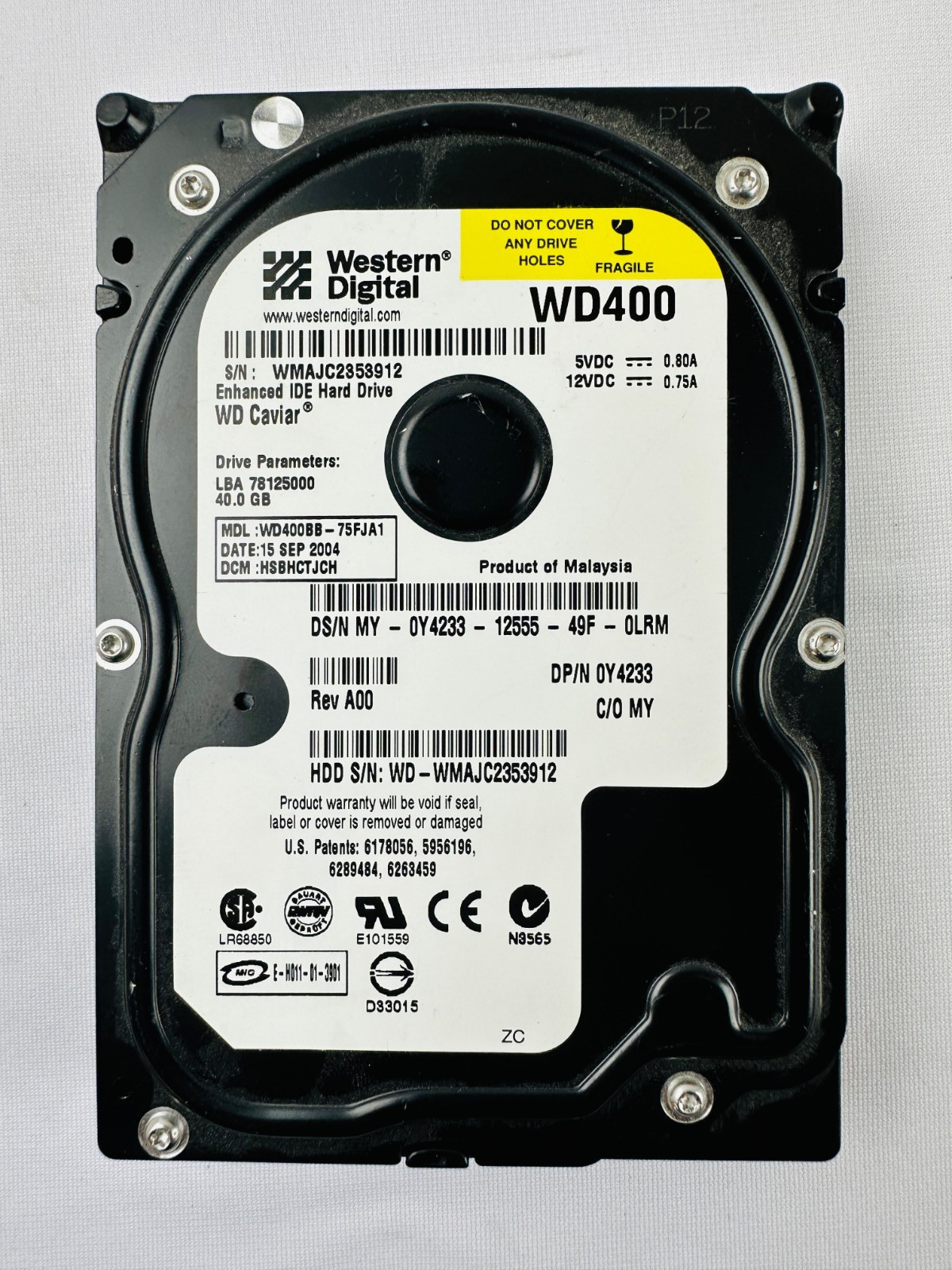 Western Digital WD400BB-75FJA1 Hard Disk Drive