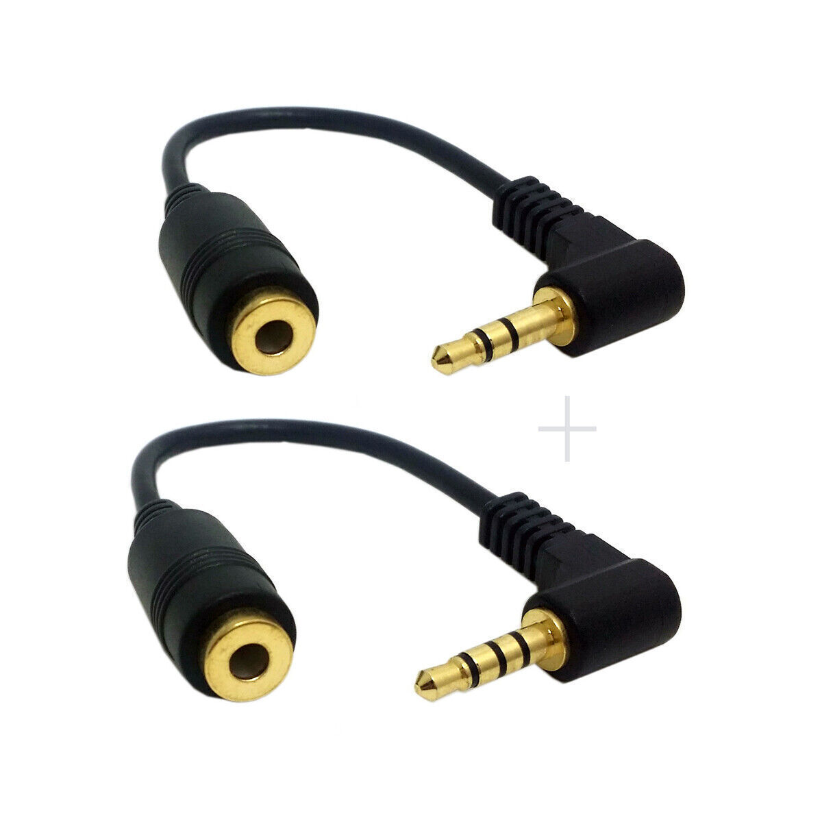 1Set Stereo 90 Degree 3/4 Poles Audio Right Angled 3.5mm Male to Female Cable