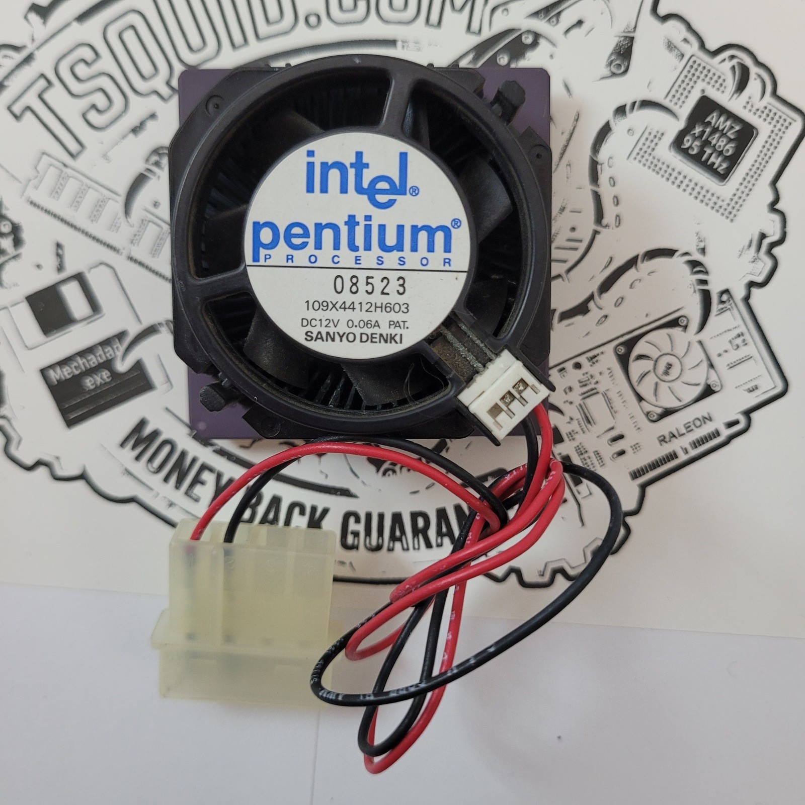 Intel Pentium 133 CPU Processor SU038 Socket 7 with Sanyo Denki Heatsink Fan