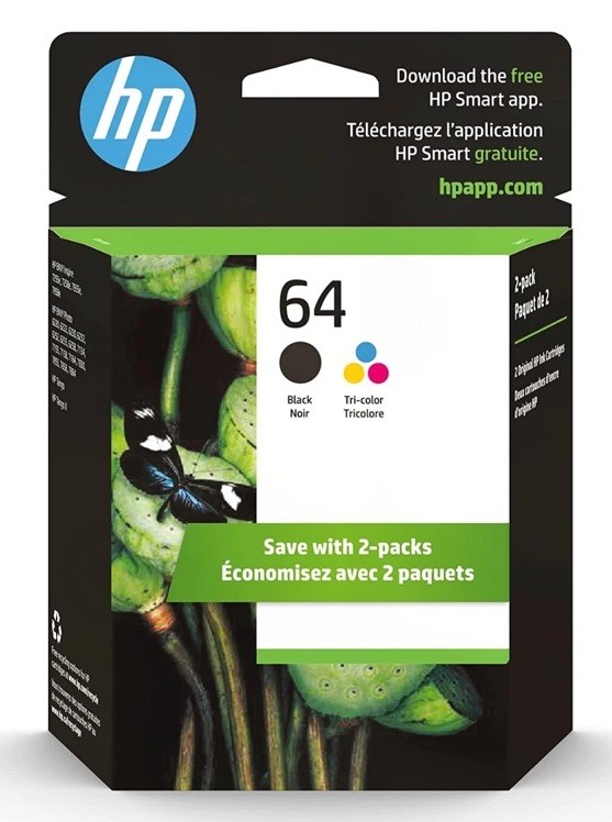 Genuine Brand New HP 64 Black & Tri Color Ink Cartridge 2 Pack EXP 2026+
