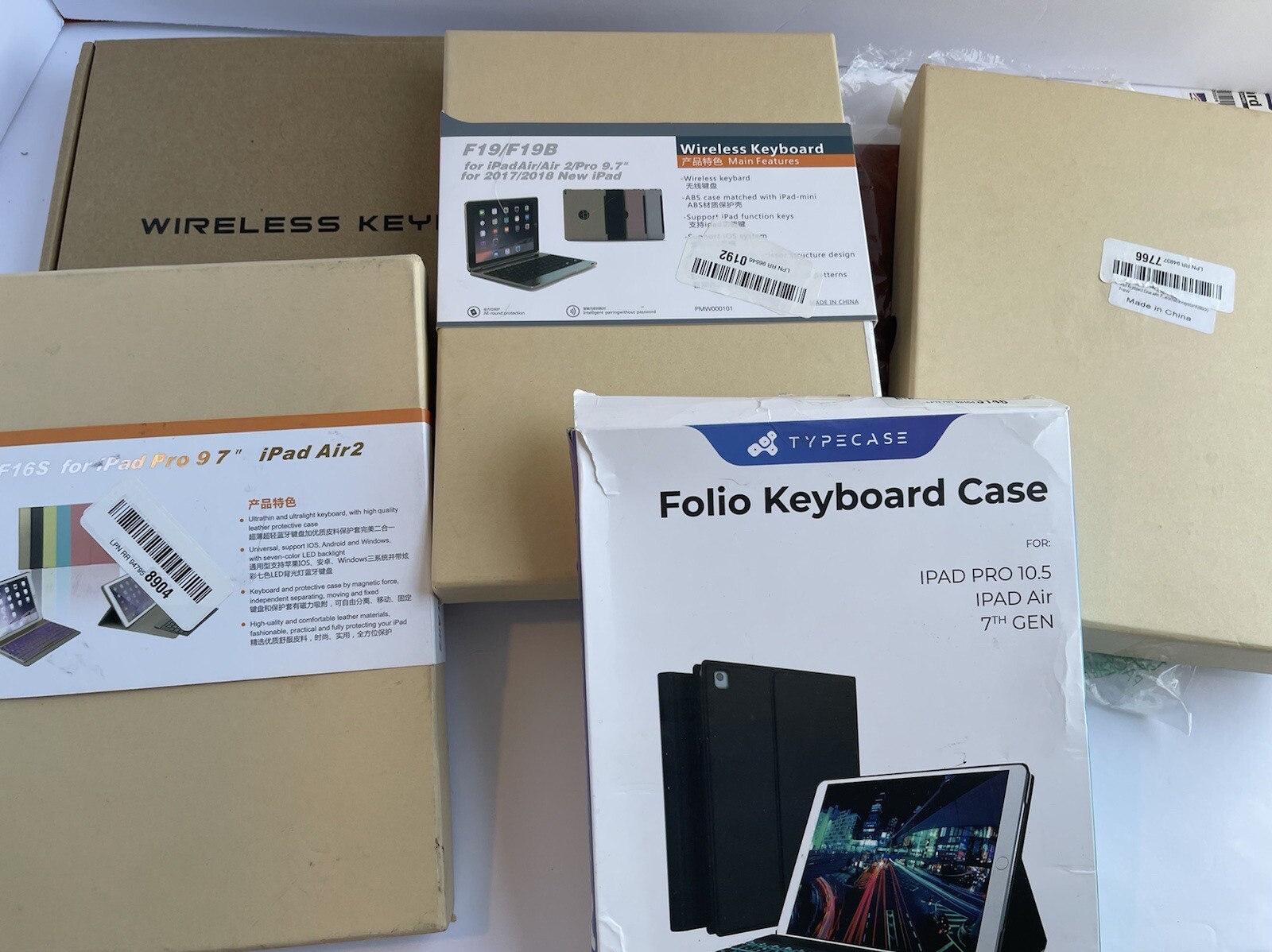 Lot of 6 Wireless Bluetooth Keyboard Tablet Cases Job for Ipod and 9, 11 inch