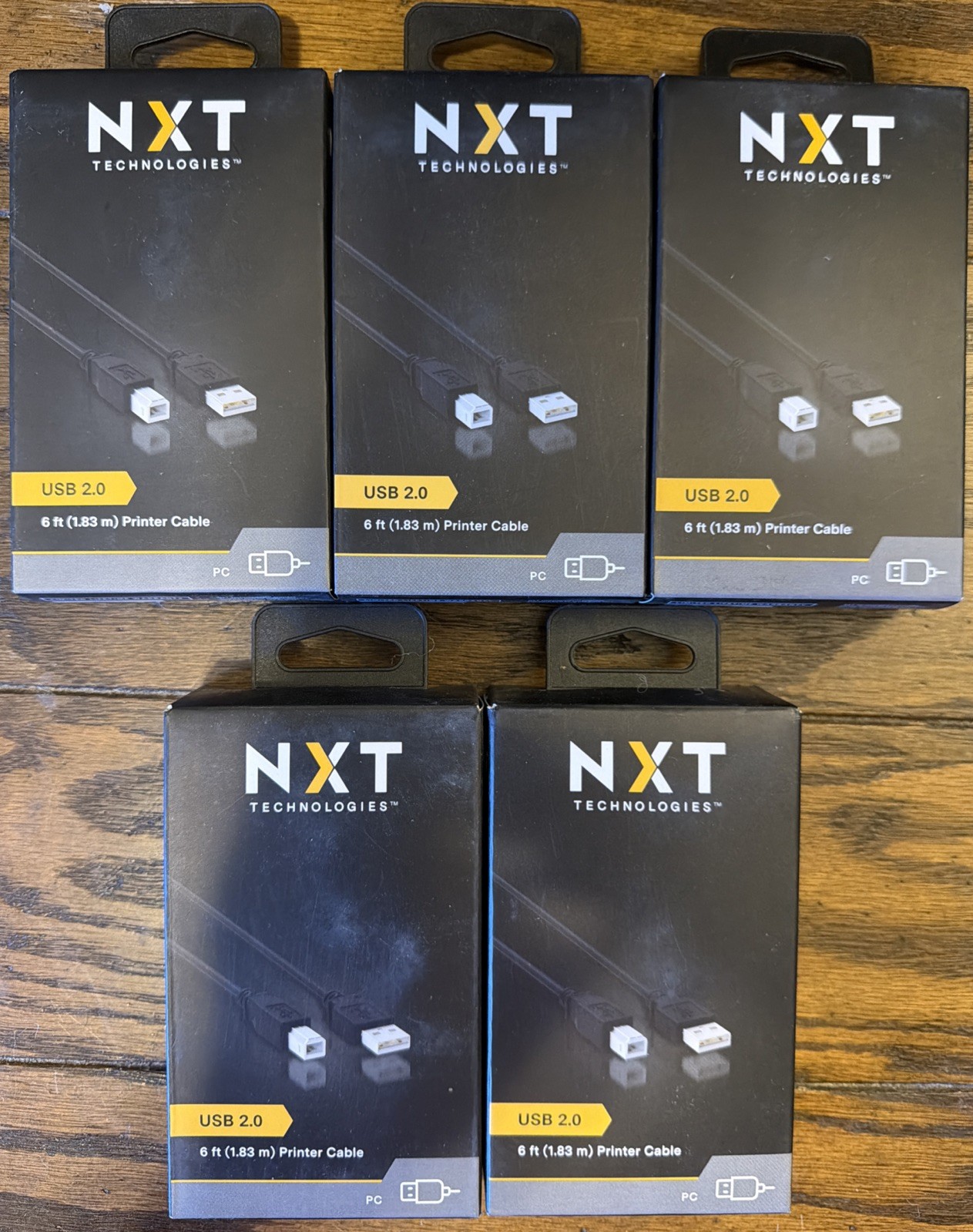 Lot Of 5 NXT Technologies 6' USB 2.0 Printer Cables NX29749 - NIB