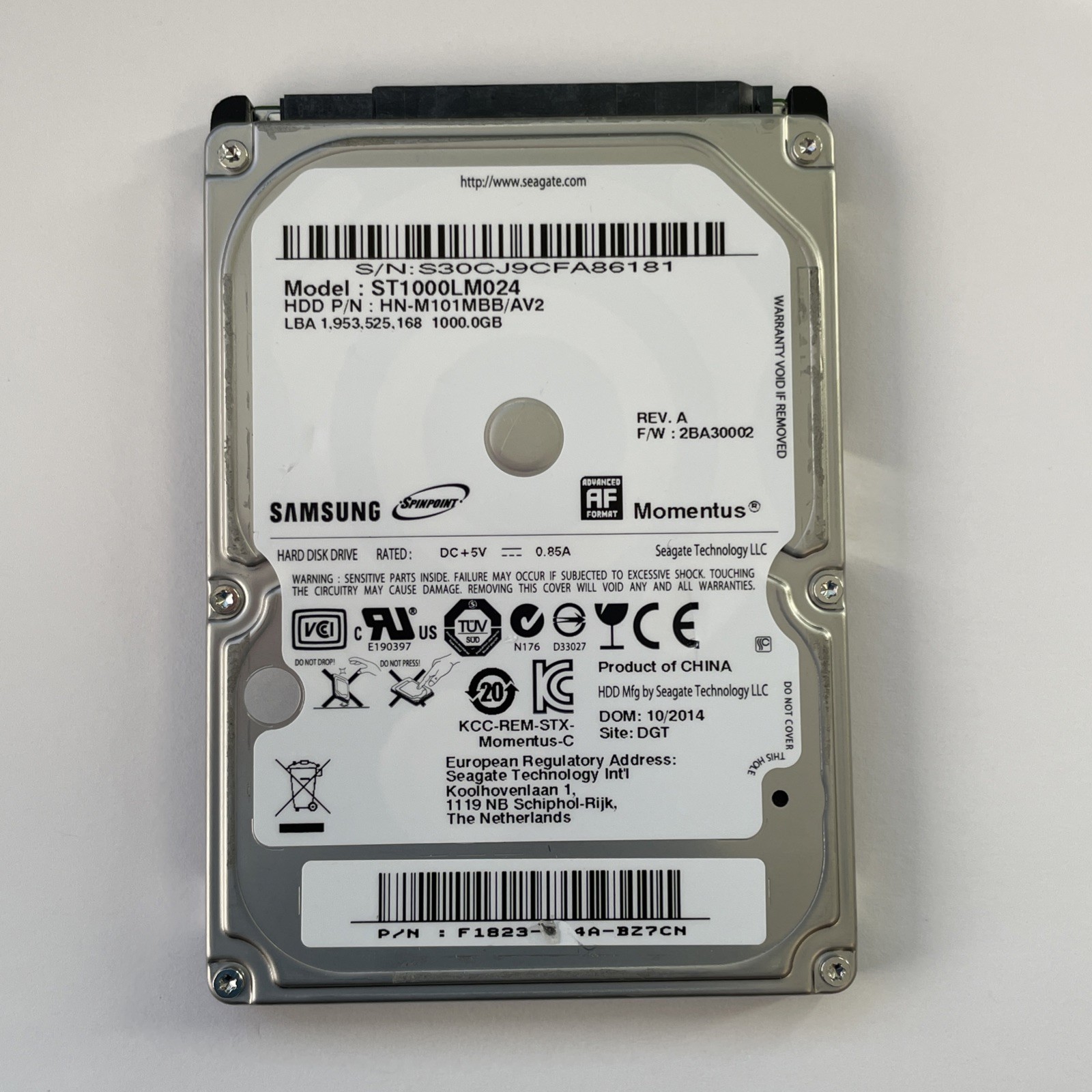 Samsung ST1000LM024 1TB 2.5" SATA Laptop HDD - See Crystal Disk