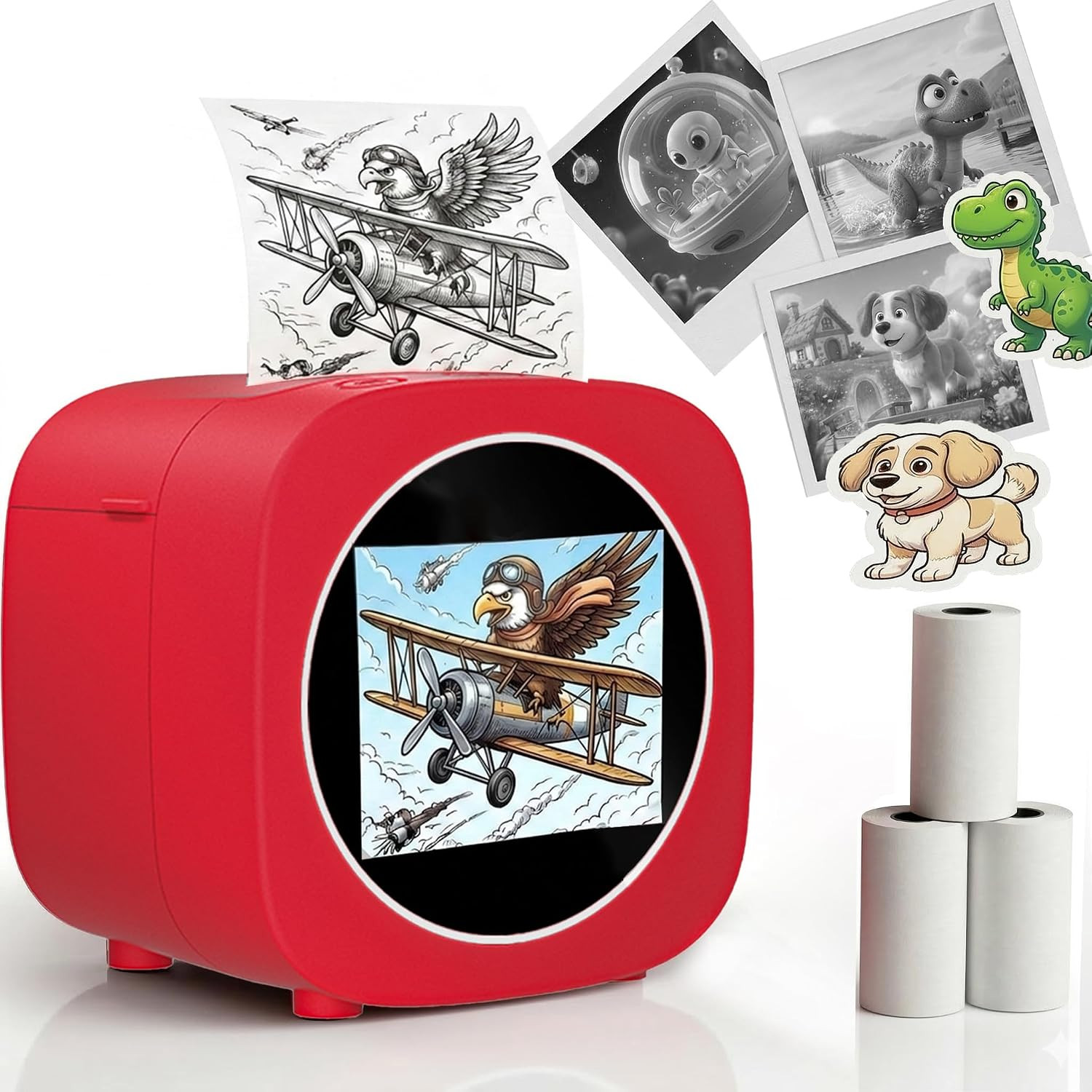 AI Voice Mini Sticker Printer, Voice-To-Image Thermal Printer with Color Screen