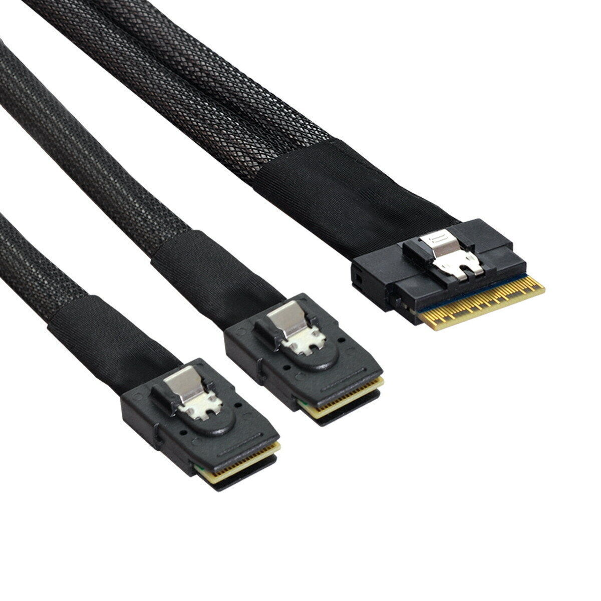 Jimier SFF-8654 8i 74Pin Slimline SAS Slim 4.0 to Dual SFF-8087 Mini SAS Cable