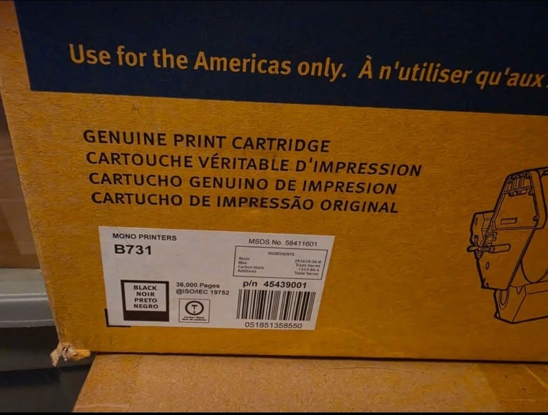 Okidata B731 Extra High Yield Toner Cartridge  P/n 45439001 OEM GENUINE PRODUCT 