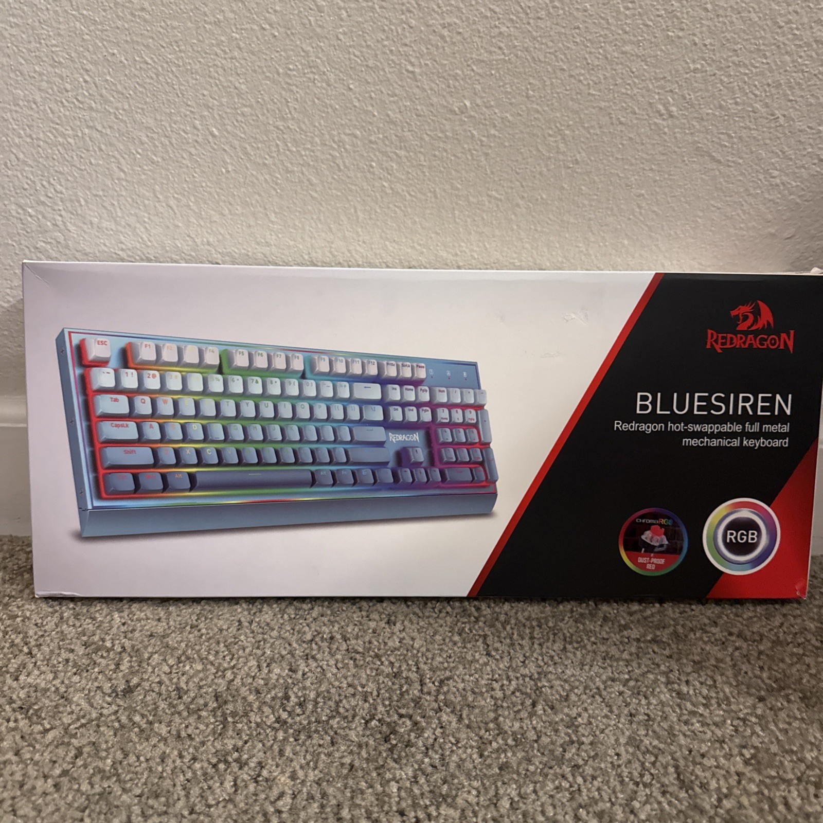Redragon K654 Bluesiren RGB Mechanical Gaming Keyboard Red Switches Open Box