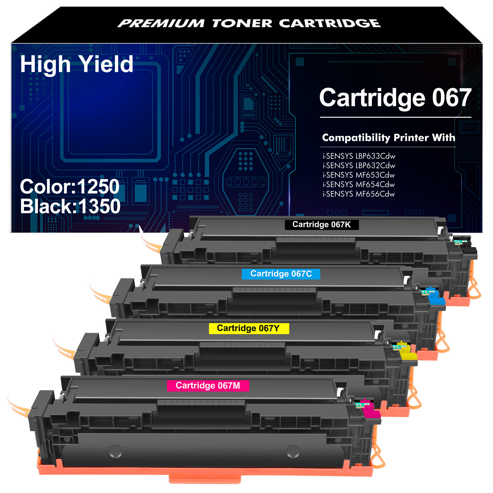 4PK CRG-067 Color Toner Cartridge for Canon MF650C LBP630C MF656Cdw LBP633Cdw
