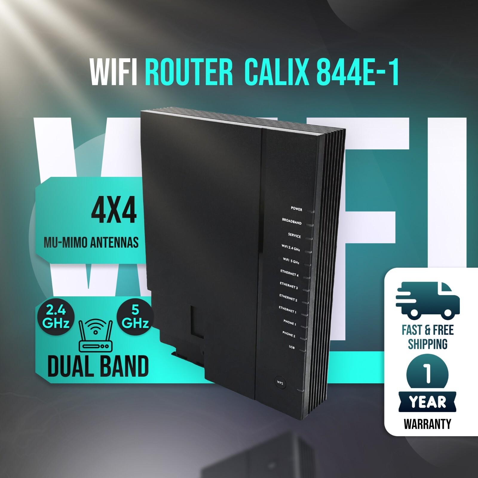Refurbished Calix 844E-1 GigaCenter 2.4GHZ 5G Dual WiFi Router Modem W/ Adapter
