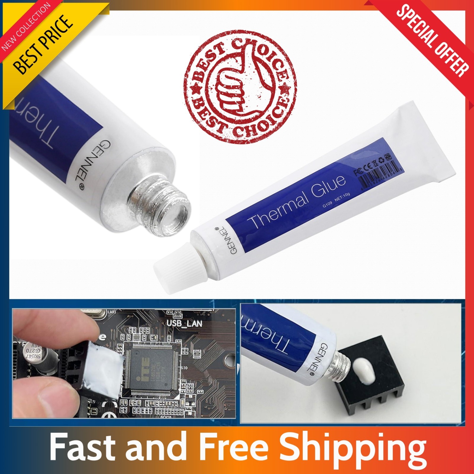 10g Thermal Conductive Glue G109 - Heatsink Silicone Adhesive GPU CPU LED IC Kit