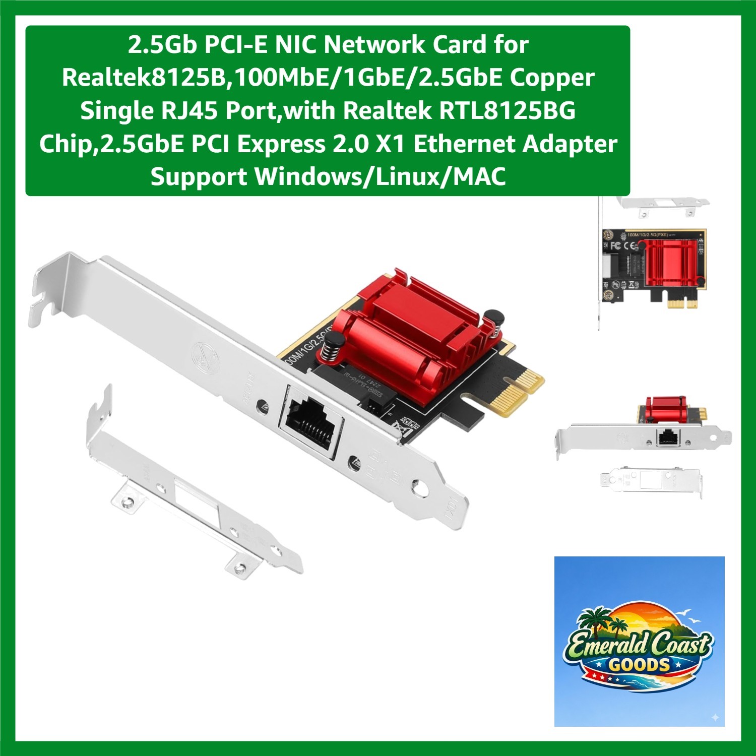 Realtek 2.5Gb PCI Express NIC Card for Windows/Linux/MAC - Ultra-Fast Ethernet