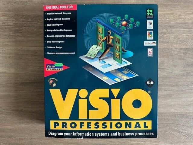 Vintage 1997 Visio Professional 5.0 Software for Windows 95 and NT SEALED