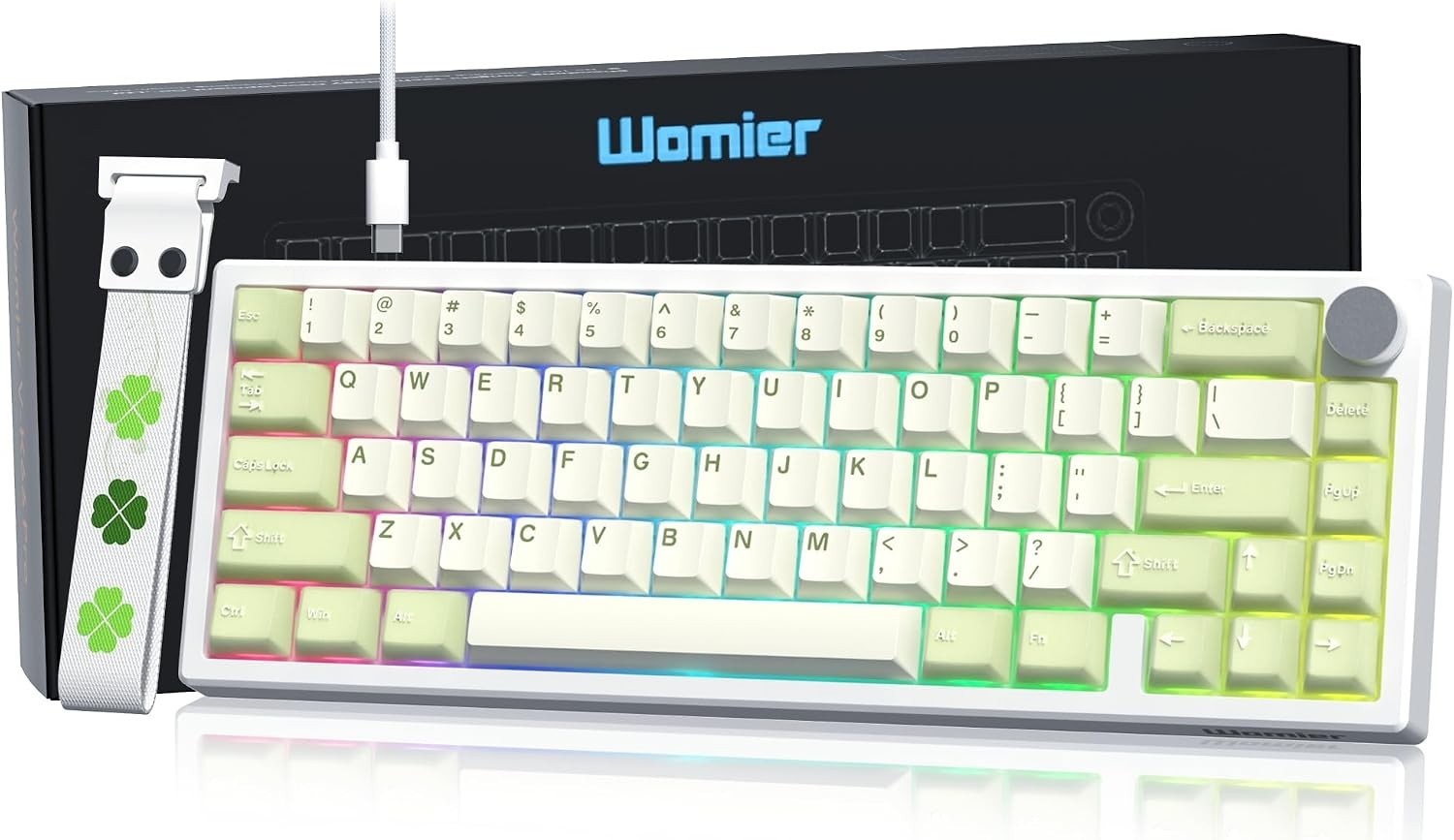 60% Gaming Mechanical Keyboard Green QMK/VIA | Creamy Keyboard Wired,Hot Swappab