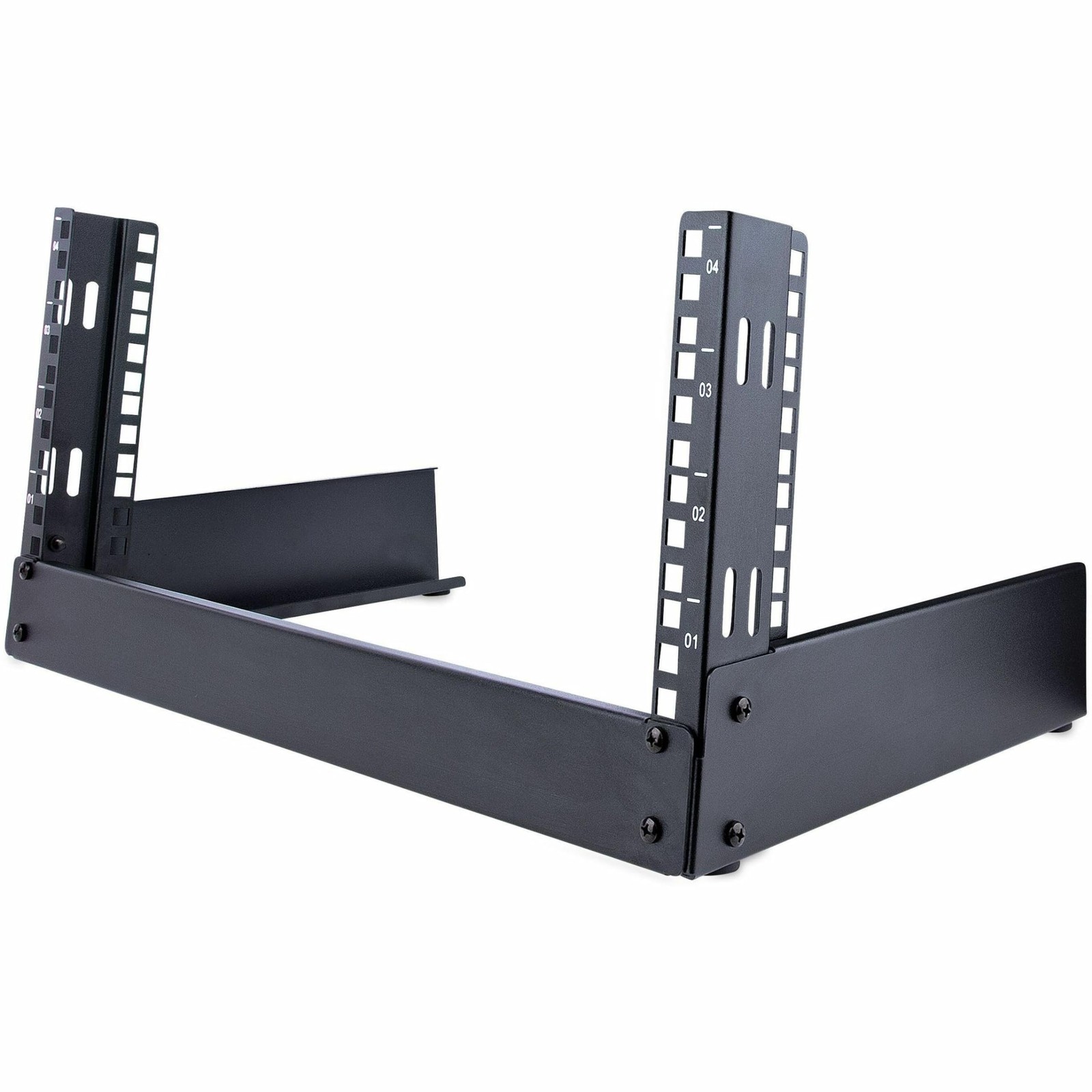 StarTech.com 2-Post 4U Desktop Server Rack, Small 9.3" x 19.7" x 11.5", Black 