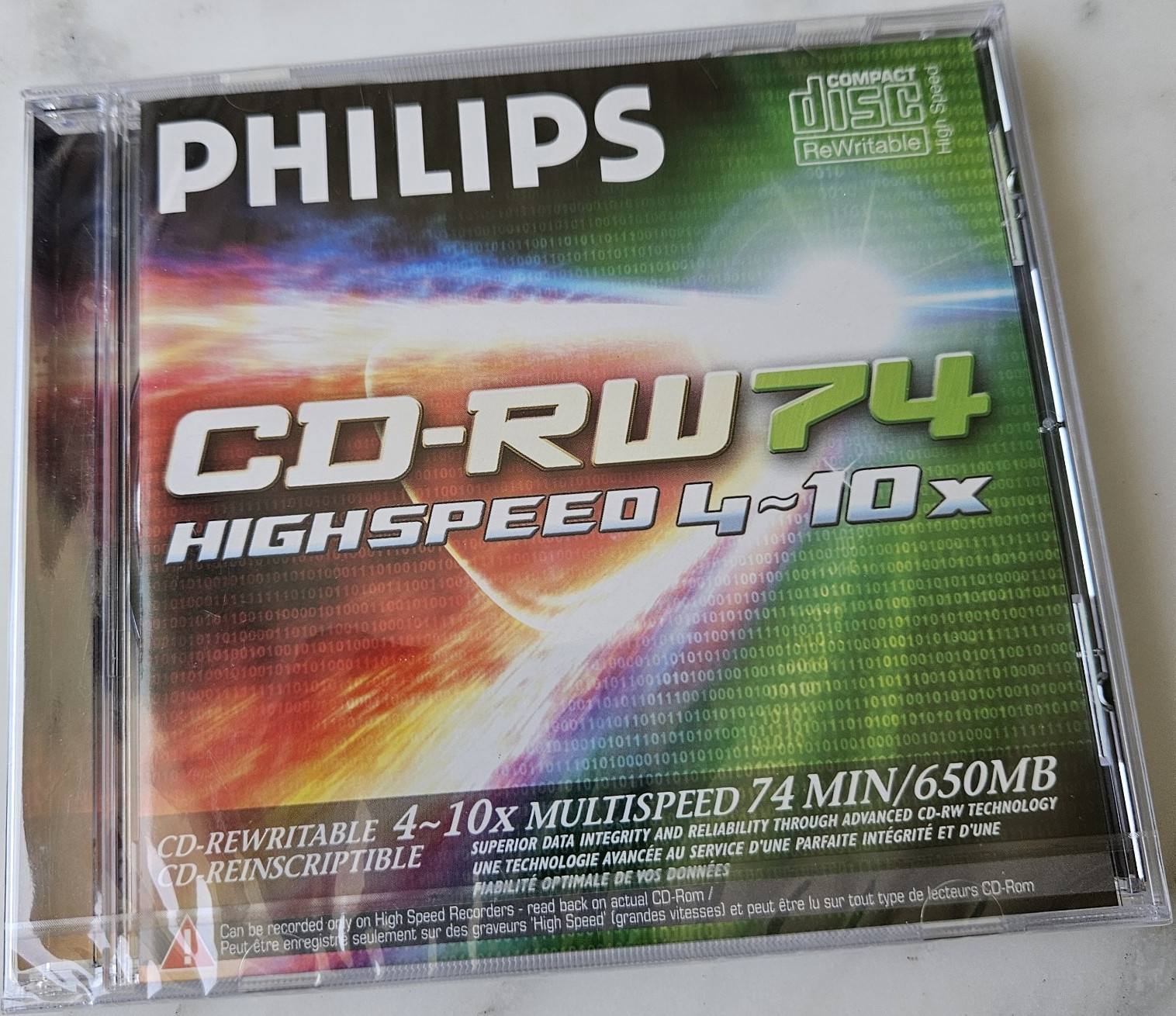 Philips CD-RW74 CD-RW 650MB 10x Highspeed Rewritable Recordable Disc