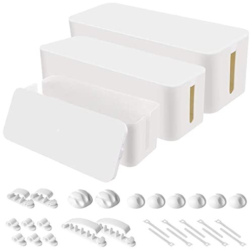 Elegant 3-Pack Cable Organizer Box | Under-Desk Management Set for Home & Office