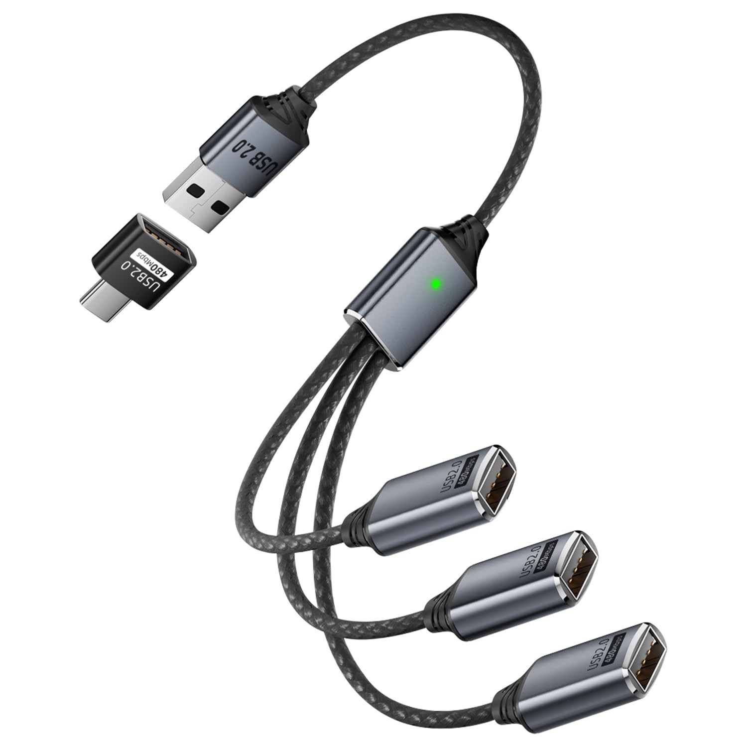 3 in 1 USB 2.0 Extension Cable 1 in 3 USB 2.0 Male to 3 Female Splitter Cable...