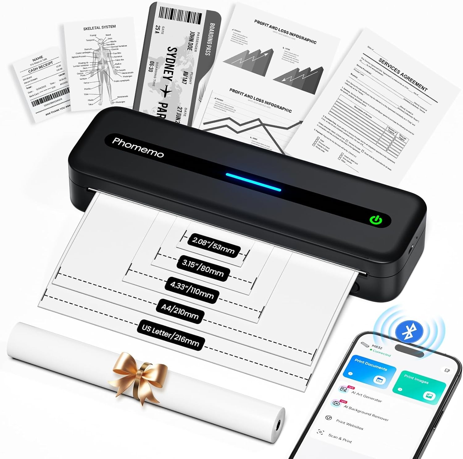 iDPRT Portable Printer for Travel Wireless Bluetooth Mobile Thermal Printers
