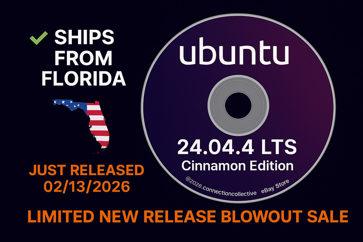Ubuntu 24.04.4 LTS Cinnamon Live Install DVD Latest NEW RELEASE BLOWOUT SALE