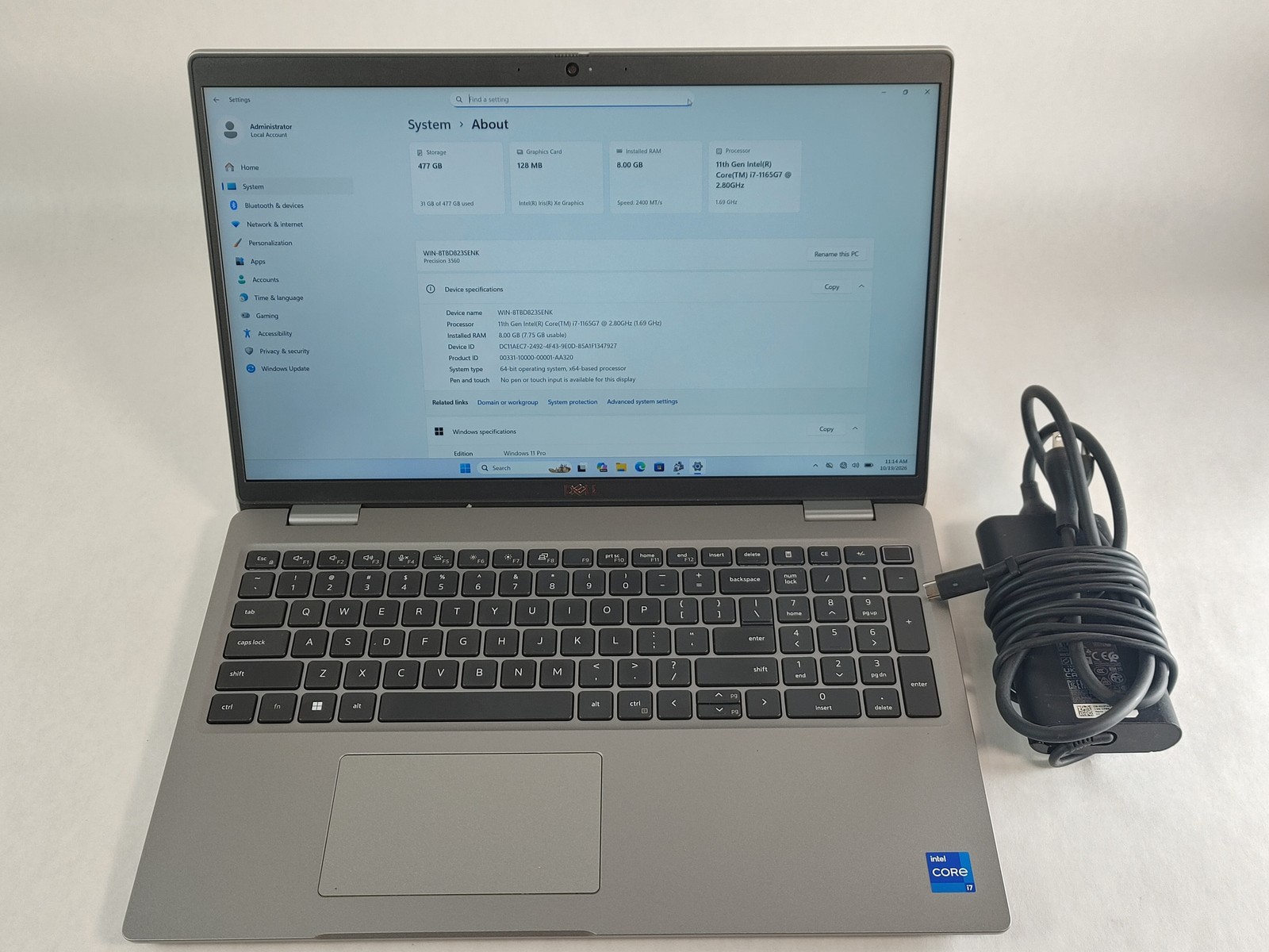 Dell Precision 3560 Core i7-1165G7 2.80 GHz 8 GB DDR4 512 GB M.2 Windows 11 Pro